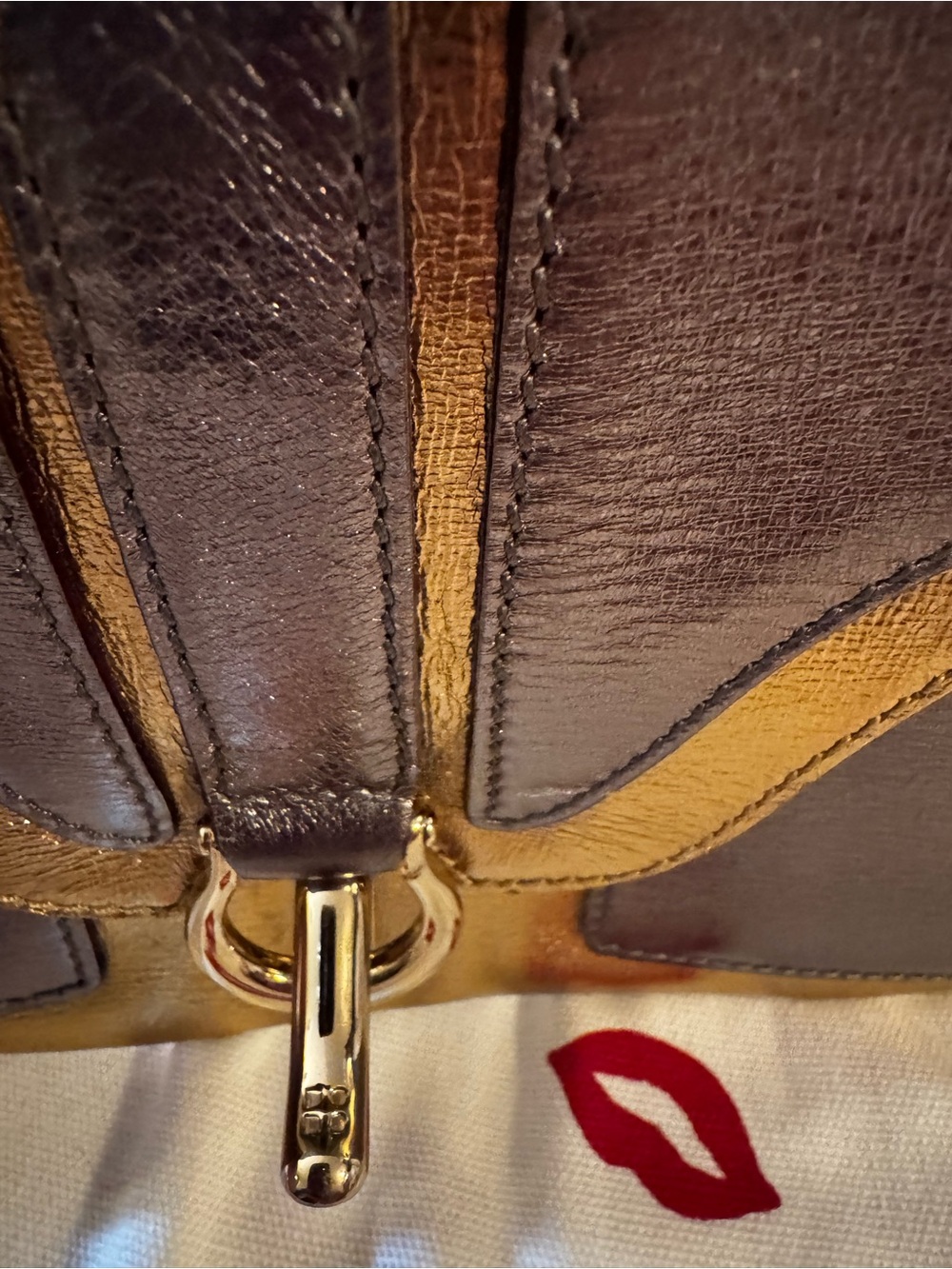 Vintage Kate Spade gold and copper Sutton Metallic leather disco shiny Y2K Rare - Picture 5 of 11